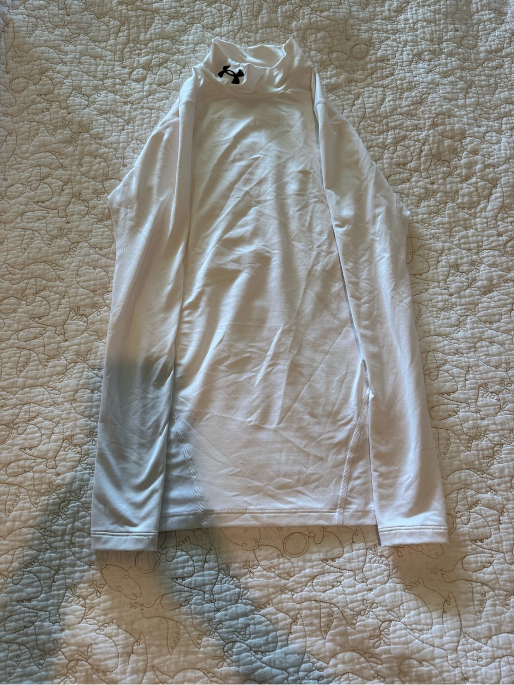 Under Armour White Long Sleeve Mock Neck Performance Top
